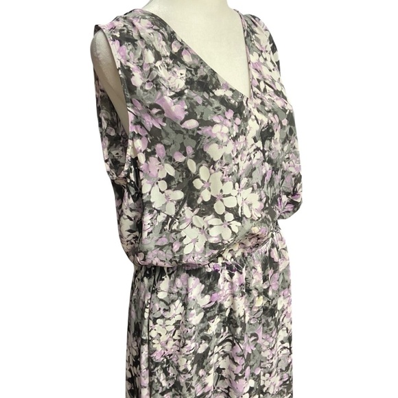 White House Black Market Sleeveless V-Neck Sundress Size 10 Pink Black casual - Picture 3 of 11